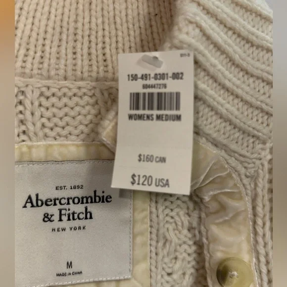 Abercrombie & Fitch Cream Cable Knit Cardigan - Picture 4 of 4